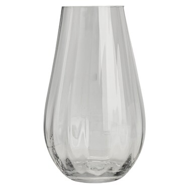 Glass Clear Vase with Wide Oval Optical Base 25cm