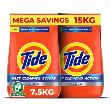 Tide Automatic Detergent Powder Megabox Original 7.5kg Pack of 2