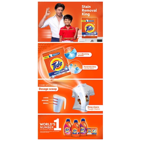 Tide Fast Action Laundry Detergent Powder, Semi-Automatic 15 kg Megabox