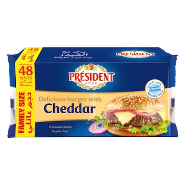 President Burger Cheddar Cheese Slice 48 Slices, 800g