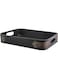 Stonebriar Rectangle Slate Metal Serving Tray with Rust Trim &amp; Cutout Handles, Industrial Butler Tray, For Serving Drinks &amp; Snacks, Centerpiece for Coffee Table, Document Organizer for Desk or Office