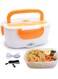 Electric Lunch Box 2 in 1, Portable Food Warmer Heating,Food-Grade Container, 12V 110V 40W Adapter, Car Truck Home Work Use, Spoon and 2 Compartments Included (orange)