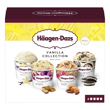 Haagen-Dazs Vanilla Collection Ice Cream Mini Cups, 95ml Pack of 4