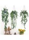 SMYLLO Artificial Hanging Plants 3 Pack, Fake Hanging Potted Plants with Rope for Wall, Home, Office, Indoor or Outdoor Decor