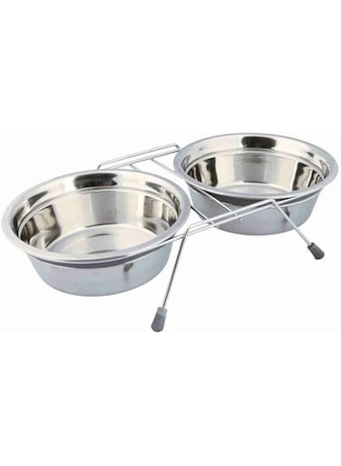 Trixie Eat on Feet Anti-Rattle Steel Bowl Set for Dogs - 1.5L