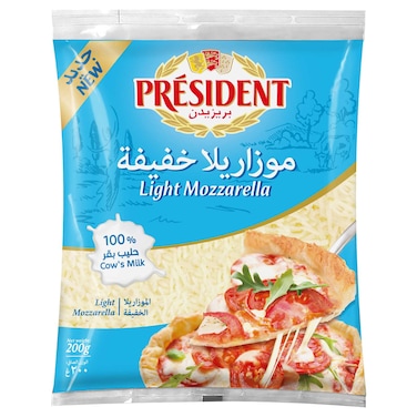 بريزيدنت موزاريلا مبشورة خفيفة، 200 غرام