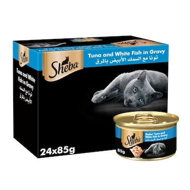 Sheba Cat Food Tuna &amp; White Fish, 85g Can (Pack of 24)