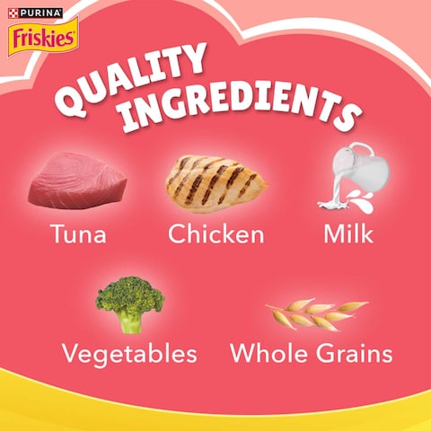 Purina Friskies Kitten Food Discoveries Flavours of Tuna, Chicken, Milk, Vegetables and Whole Grains Cat Food, 1kg