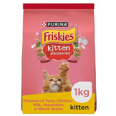 Purina Friskies Kitten Food Discoveries Flavours of Tuna, Chicken, Milk, Vegetables and Whole Grains Cat Food, 1kg