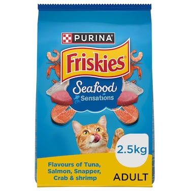 Purina Friskies Seafood Sensations Flavours of Tuna, Salmon, Snapper, Crab and Shrimp Dry Cat Food, 2.5kg