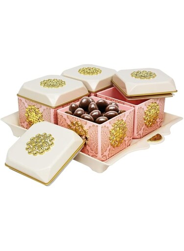 Nayasa Dry Fruit Tray with Leakproof Containers Florentine (Pink)