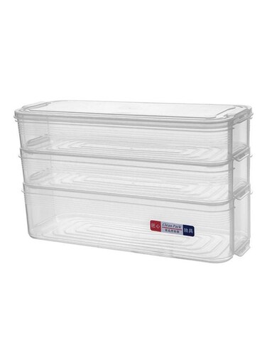 Fridge Organiser Storage Plastic Food Containers with Lid Clear 31 X 18 X 12.5cm