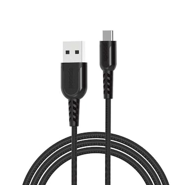 Porodo Metal Braided Type-C Cable 1.2m with Tube Packaging, Durable and Flexible for Fast Charging &amp; Data Sync, 5000+ Bend Lifespan, Reliable and High-Quality Performance - Black
