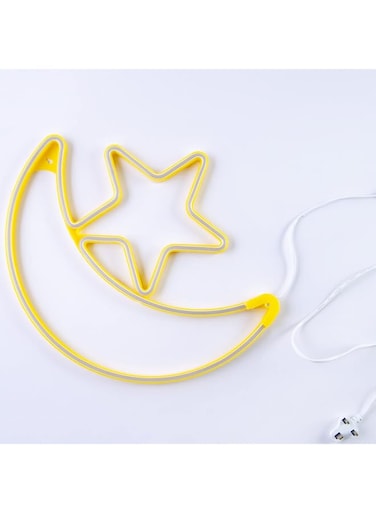 HilalFul Decorative Moon Star LED Light - Medium   Living Room, Bedroom, Indoor, Outdoor   Waterproof Light D&eacute;cor   Home Decoration in Ramadan, Eid   Islamic Gift   Warm White Light   1.5m Cable