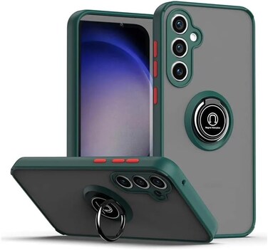 Muzz Case for Samsung Galaxy A55 Case Cover Metal Ring Holder Grip Kickstand Car Magnetic Mount Shockproof Matte Hard Back Bumper Case for Samsung Galaxy A55 5G 2024 (Green)