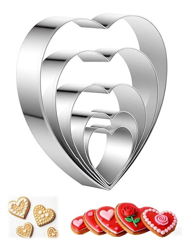 Heart Cookie Cutter, Heart Shaped Cookie Cutters, Stainless Steel Heart Shape Biscuit Moulds for Valentine's Day