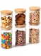 6-Piece Food Storage Glass Jars With Bamboo Lids Clear 3 x 450, 3 x 700ml