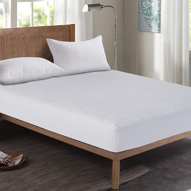 Zen Premium Waterproof Terry Mattress Protector - Breathable, Noiseless, Fitted Sheet Style, Deep Pocket 30cm Fit (White, Cot 70x140cm)