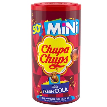 Chupa Chups Fresh Cola Flavoured Mini Lollipops Tube, Pack of 50