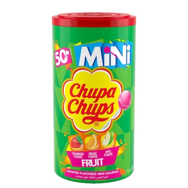 Chupa Chups Assorted Fruit Flavoured Mini Lollipops Tube, Pack of 50