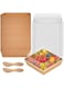ZORRITA 50Pack Paper Charcuterie Boxes with Clear Lids Square Sandwich Boxes with 44yd Twine Disposable Food Containers for Swiss Roll, Strawberries, Slice Cake, Cookies, Brown