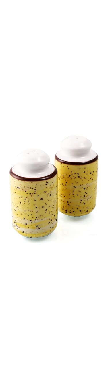 Porceletta Color Glaze Porcelain Cylindrical Salt and Pepper Shakers 2-Piece Set, Yellow