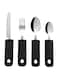 Extra Wide Handles Easy Grip Cutlery Set Chunky Handles Comfort Grips Disability Ideal Dining aid for Elderly Disabled Arthritis Parkinsons Disease Tremors Sufferers 4PCS Black