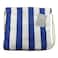 La Collection 250 GSM Polyester Digital Print Beach Towel Navy Stripe 70x140cm and Cotton Two Cord Pocket Bag 32x35cm