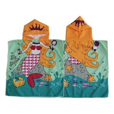 La Collection 250 GSM Polyester Digital Print Kids Hooded Towel Mermaid 60x120cm