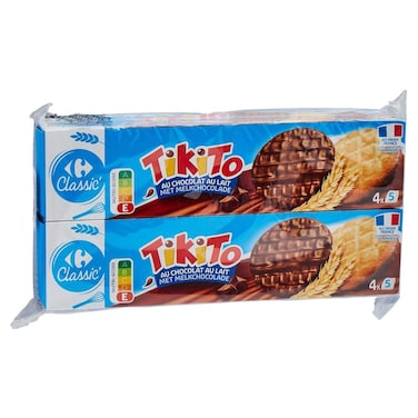 Carrefour Classic Tikito Milk Chocolate Biscuits, 200g, Pack of 2
