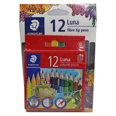 Staedtler Luna Coloured Pencils 12 PCS and Luna Fibre-tip Pens 12 PCS