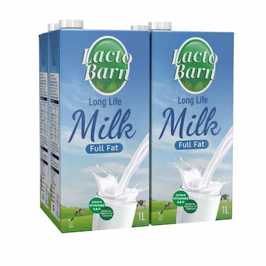 لاكتو بارن حليب مبستر كامل الدسم طويل الأجل 1 لتر حزمة من 4