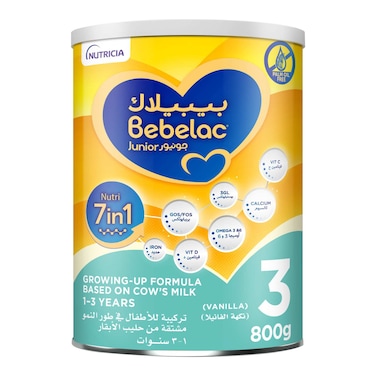 Bebelac Junior Nutri 7-in-1 Growing Up Formula, Stage 3, from 1 to 3 years, 800g