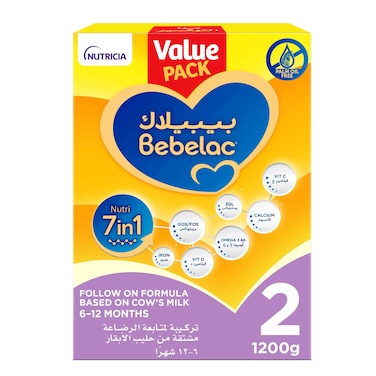 Bebelac Nutri 7-in-1 Growing-Up Formula Milk, Stage 2, from 6 to 12 Months, 1200g