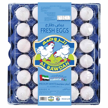 Al Rawdah Medium White Fresh Eggs, Pack of 30