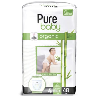 Pure Baby Diaper Pants with Organic Bamboo Core Size 4 (7-16 kg) 48 Diapers