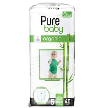 Pure Baby Diaper Pants with Organic Bamboo Core Size 5 (11-20 kg) 40 Diapers