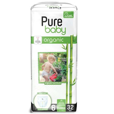 Pure Baby Diaper Pants with Organic Bamboo Core Size 6 (15-27 kg) 32 Diapers