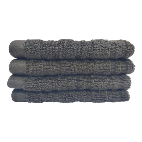 La Collection 500 GSM Cotton Zero Twist Face Towels 22003095 Dark Grey 30x30cm 4 PCS