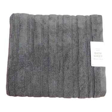 لا كوليكشن منشفة حمام من القطن بدون لف 500 غرام لكل متر مربع 22001155 باللون الرمادي الداكن 100×150 سم