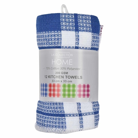 La Collection 200GSM Cotton and Polyester Kitchen Towel Multicolour 33x33cm 12 PCS