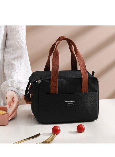 Lunch Bag for Women Men, Leakproof Tote with Adjustable Strap, Large Capacity Lunch Box Cooler Bag for Work, Office, Picnic, Reusable Lunch Pail for Adults Black