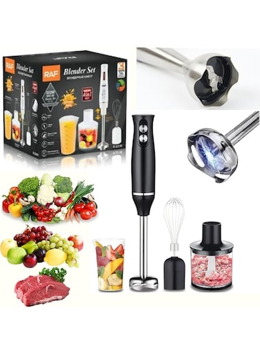 Mixer, Hand Blender, 800W 4-in-1 Stick Mixer, Titanium Plated Blade, Stainless Steel, Includes 600ml Beaker, 560ml Chopper, Whisk Attachment, Multi-Putpodr &amp; Multifunctional Mixer