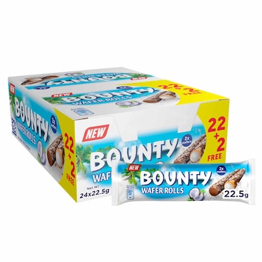 Bounty Chocolate Rolled Wafer Pack of 24x22.5g