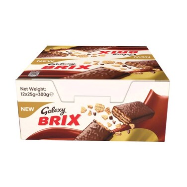 Galaxy Brix Chocolate Wafer, 25g Pack of 12