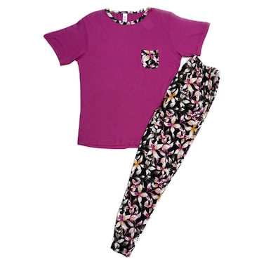 Basic and More Ladies Short Sleeve Printed Pajama Set,  Assorted