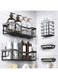 Shower Caddy 5 Pack,Adhesive Shower Organizer for Bathroom Storage&amp;Home Decor&amp;Kitchen No Drilling Rustproof Stainless Steel Extra Large Bathroom Shower shelf Black (2-Black)