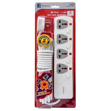 Sirocco 4-Way Extension Socket with Cable L086 6m