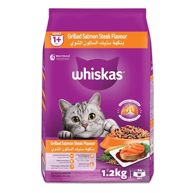 Whiskas Grilled Salmon Dry Cat Food, Bag of 1.2Kg