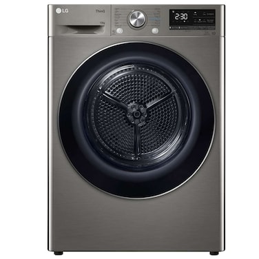 مجفف إل جي ThinQ Dual Inverter Heat Pump، بسعة 10.1 كجم، بلون بلاتيني، تحميل أمامي، قائم بذاته، الموديل RH10V9PV2W.